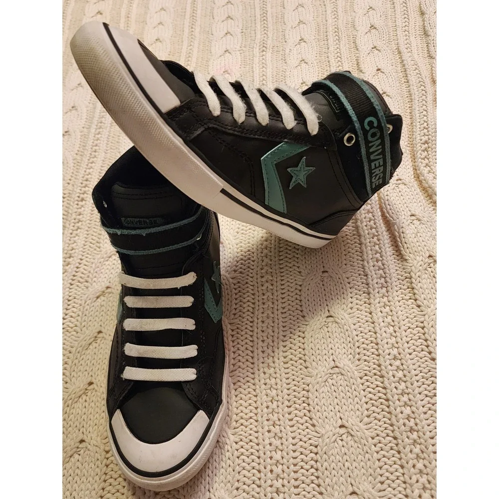 Converse Kids Pro Blaze Strap High Top Sneakers Black Green/Teal Size 4.5 Kid